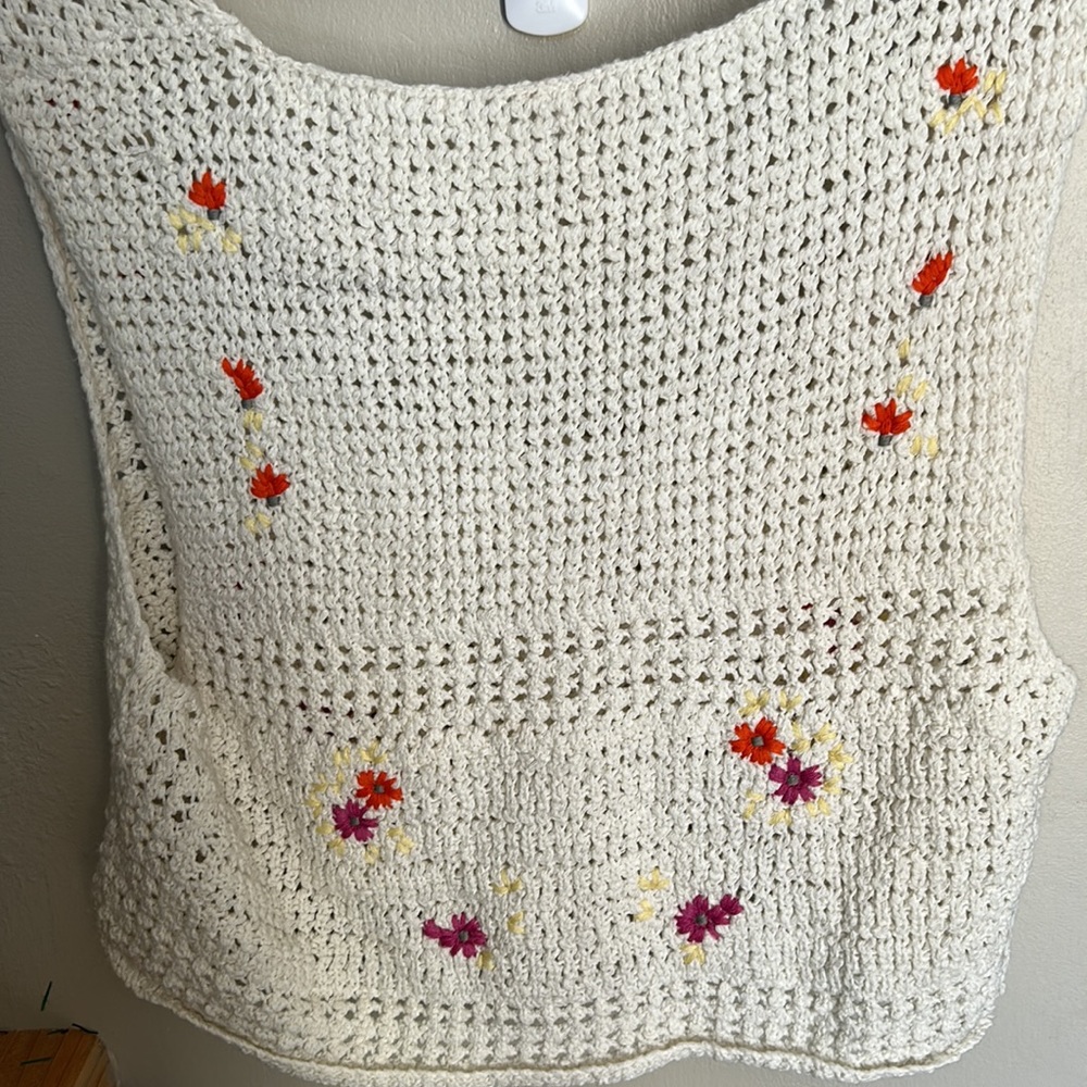 FREE PEOPLE Wildflowers Knit Cropped Cardigan Size Large - Picture 12 of 15